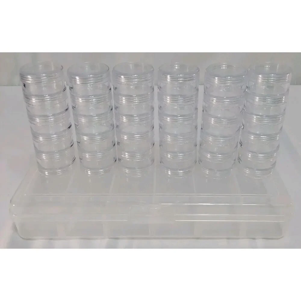 Bead Landing Storage Bead Box with 6 Container Stacks W/5 Jars Each 2 Pack